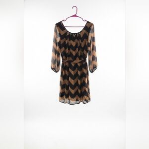 Lily Rose Black and Tan Chevron Dress